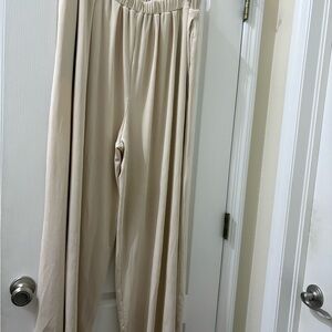 Cider Cream Ribbed Wide-Leg Trousers